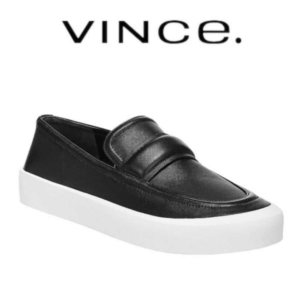 Vince Ghita Black Leather Platform Loafer Sneakers - NWT